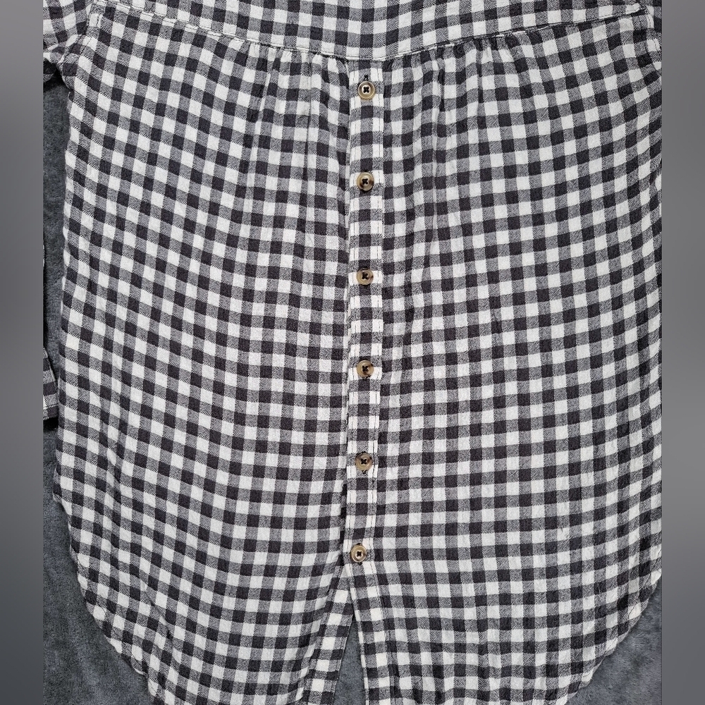 Anthropologie Isadora Button Back Tunic Gray Checkered Womens Size S Boho Chic - Picture 10 of 14
